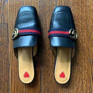 Genuine Gucci Double G Leather Slipper Mules 38.5